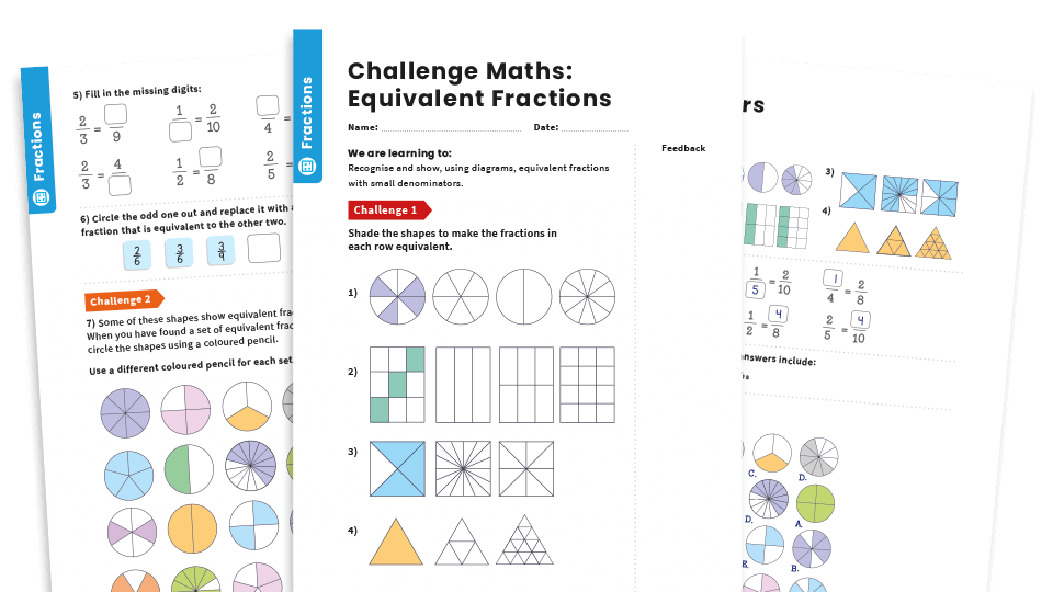 image of Equivalent Fractions: Year 3 – Fractions – Maths Challenge
