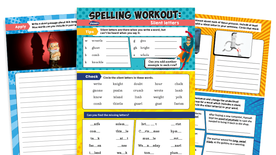 image of Words with Silent Letters – KS2 Spelling Worksheet