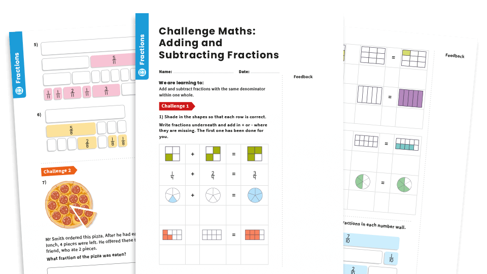 image of Adding and Subtracting Fractions: Year 3 – Fractions – Maths Challenge