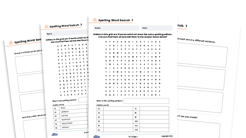 image of Year 3 Spelling Patterns – KS2 Word Search Revision Pack