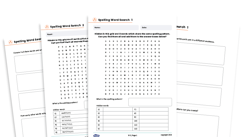 image of Year 5 Spelling Games: Word Search KS2 Revision Pack