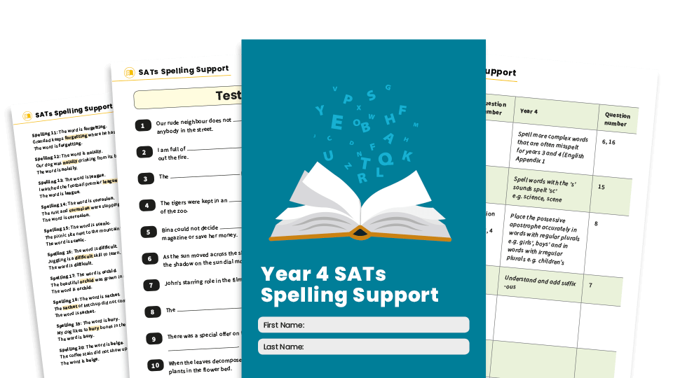 image of Year 4 SATs Practice – Spelling Tests Worksheets Pack