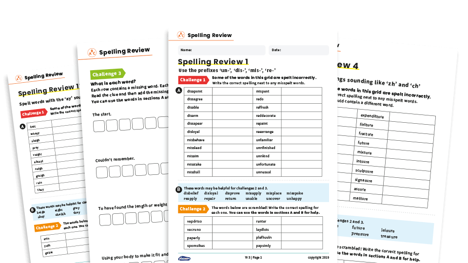 Year 3 and 4 spelling list resource pack