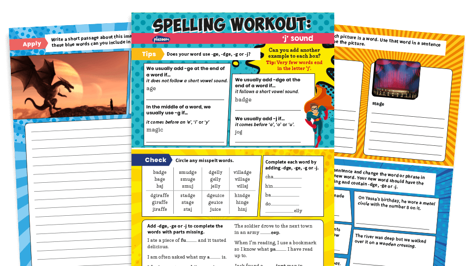 image of Year 2 ‘j’ Sound Spelling Worksheets – KS1 SPaG Workouts