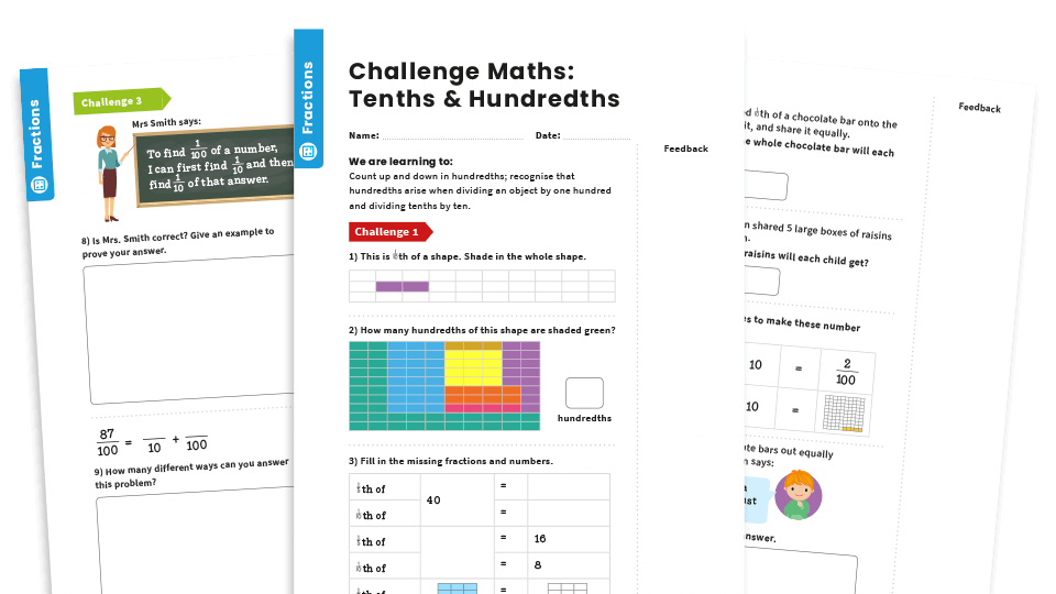 image of Hundredths: Year 4 – Fractions – Maths Challenge