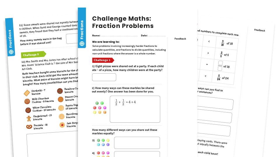 image of Fraction Problems: Year 4 – Fractions – Maths Challenge