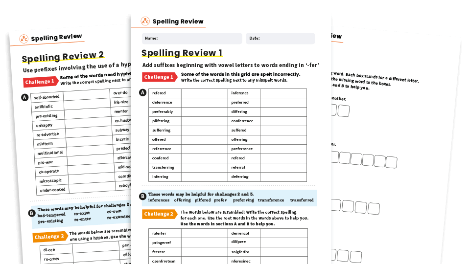 image of Year 6 Spelling Revision – KS2 Challenge Worksheets