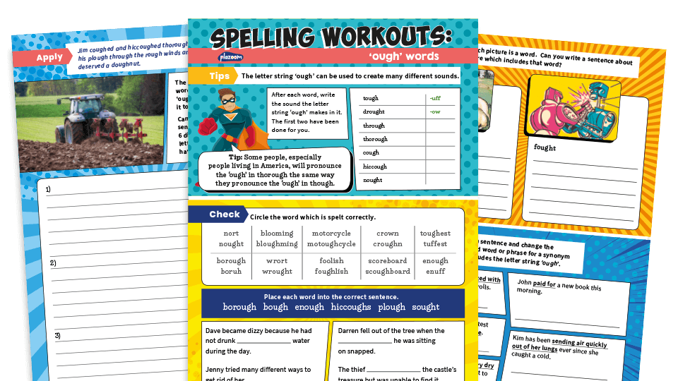 image of Year 5 and 6 ‘ough’ Words – KS2 Spelling Workouts Worksheets
