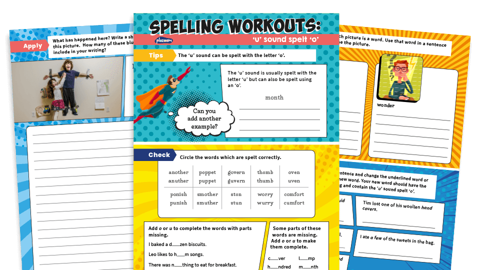 image of Year 2 ‘u’ Sound Spelt ‘o’ Spelling Worksheets – KS1 SPaG Workouts