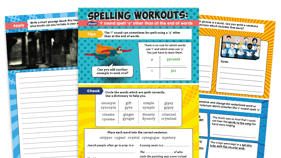 image of Year 3 and 4 ‘i’ Sound Spelt ‘y’ Worksheets – KS2 Spelling Workouts