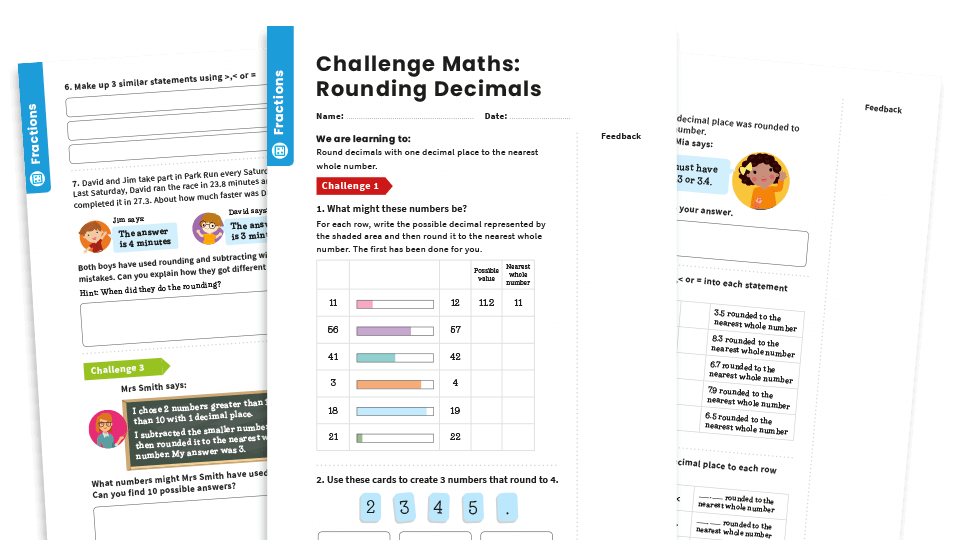 image of Rounding Decimals: Year 4 – Fractions – Maths Challenge