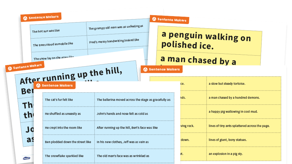 image of Similes – KS2 Sentence Maker Grammar Game