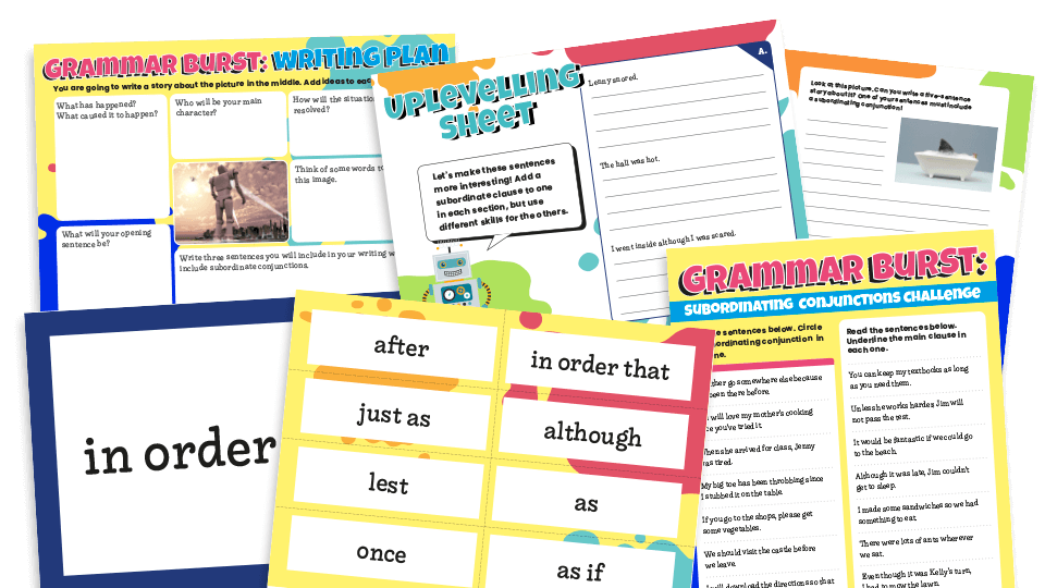 image of Year 3 Subordinating Conjunctions Grammar Worksheets Lesson Pack