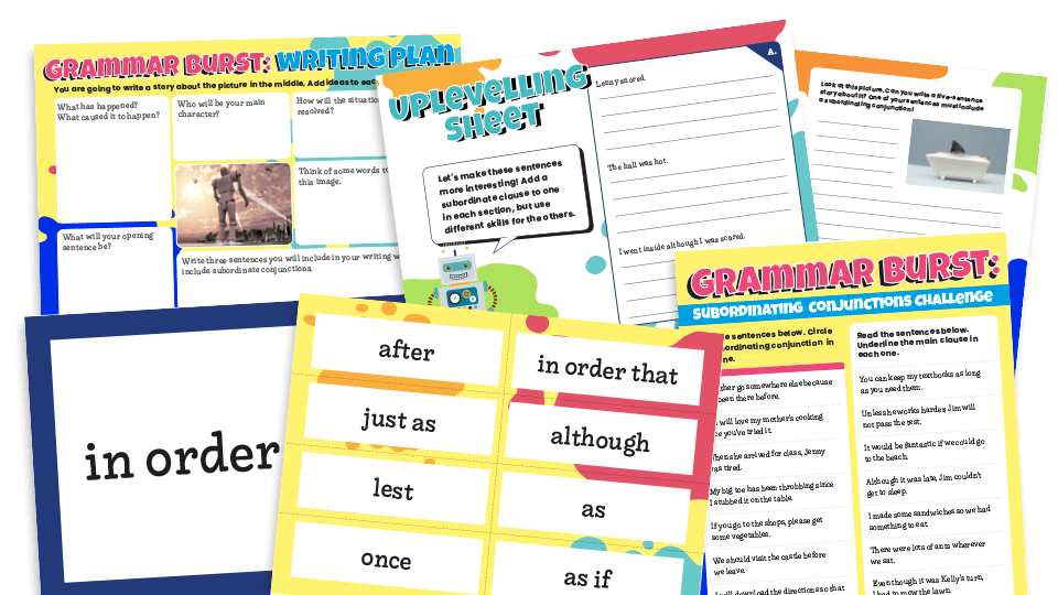 image of Year 3 Subordinating Conjunctions KS2 Grammar Worksheets Lesson Pack