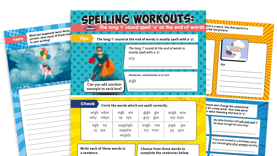 image of Year 2 Long ‘i’ Sound Spelt ‘y’ at the End of Words Spelling Worksheets – KS1 SPaG Workouts