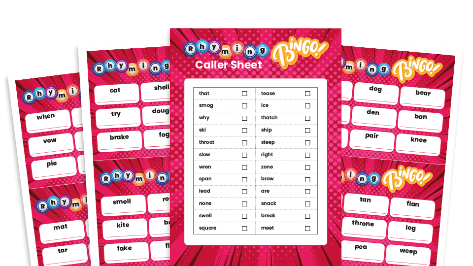image of Spelling and Grammar Games KS1: Rhyming Bingo