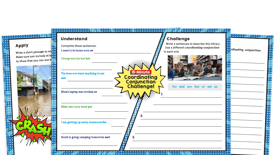 image of Year 3 Coordinating Conjunctions SPaG Worksheets