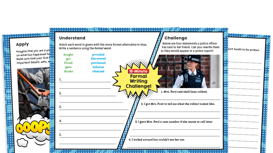 image of Formal and Informal Writing Year 6 SPaG Worksheets