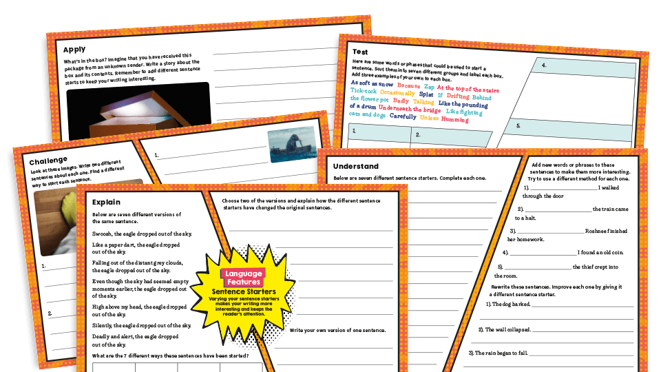 Openers activity KS2 – Varying sentence starters KS2 worksheets