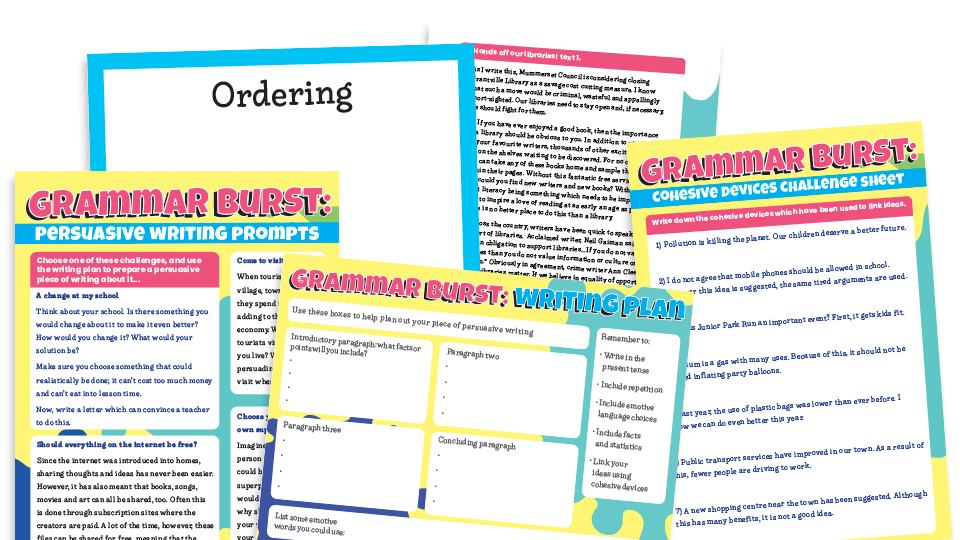 image of KS2 Cohesive Devices in Persuasive Writing – Grammar Burst Resource Pack