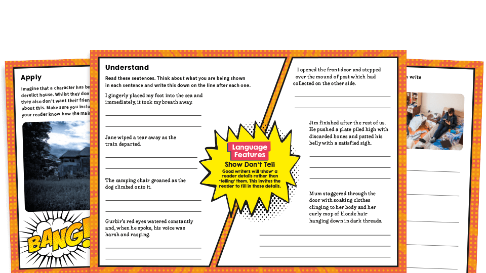 Show Not Tell Ks2 Writing Features Challenge Mat Worksheets Plazoom