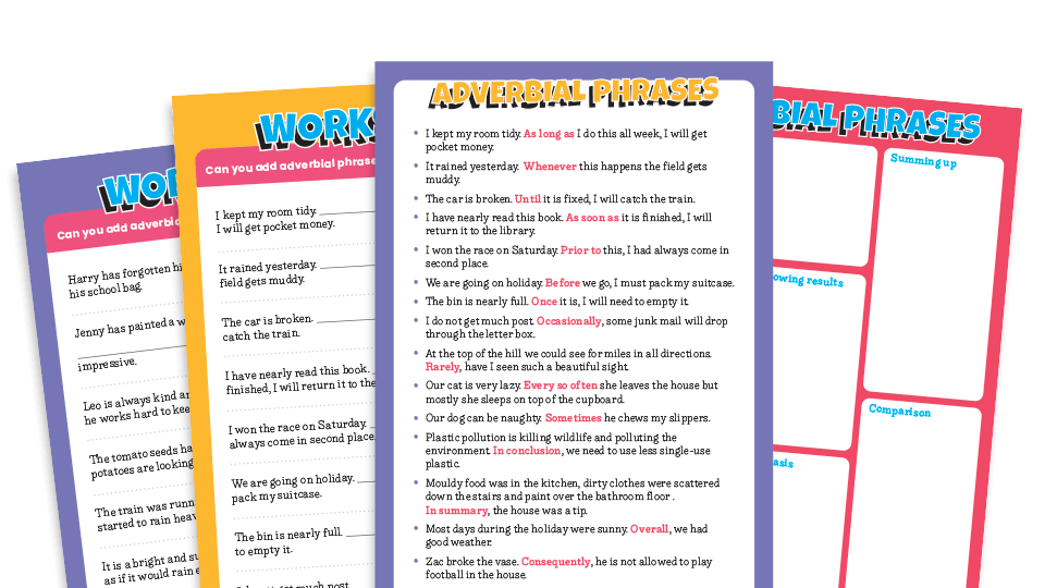 image of KS2 Adverbial Phrases – Model Sentences for Reference, Display and Activities