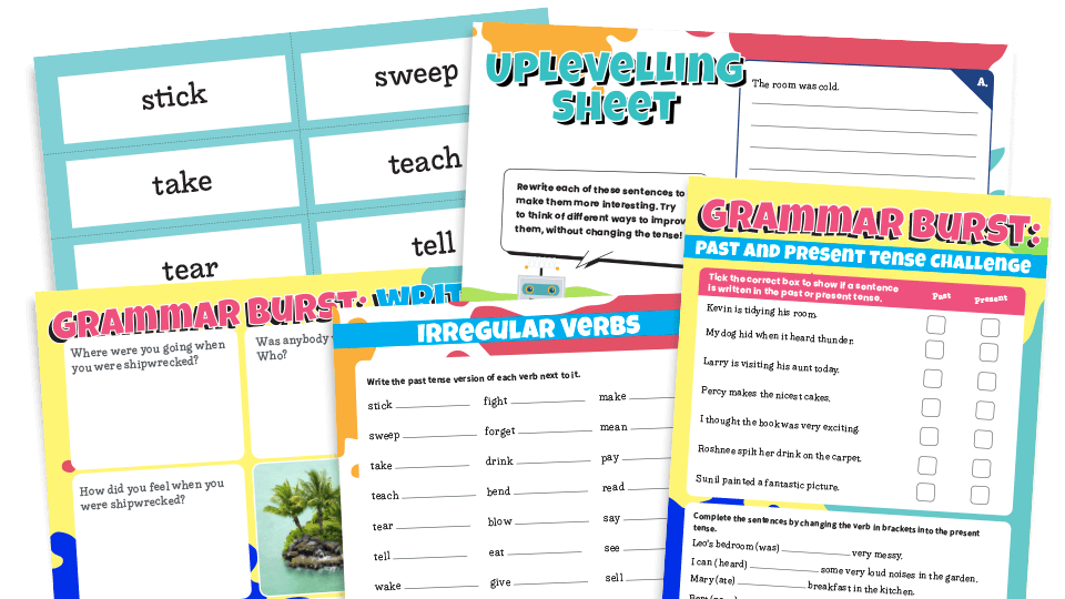 image of KS1 Past and Present Tense Grammar Worksheets Lesson Pack