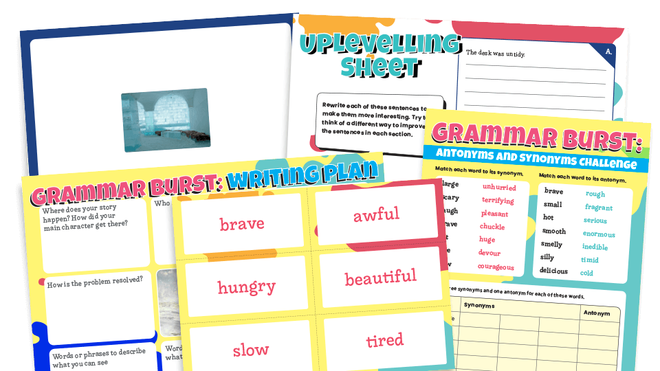 image of Year 6 Synonyms and Antonyms Grammar Worksheets Lesson Pack