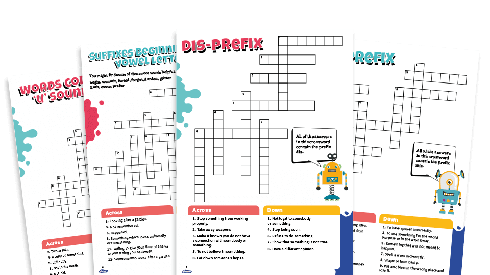 image of Year 3 Spellings Patterns Crossword Worksheets