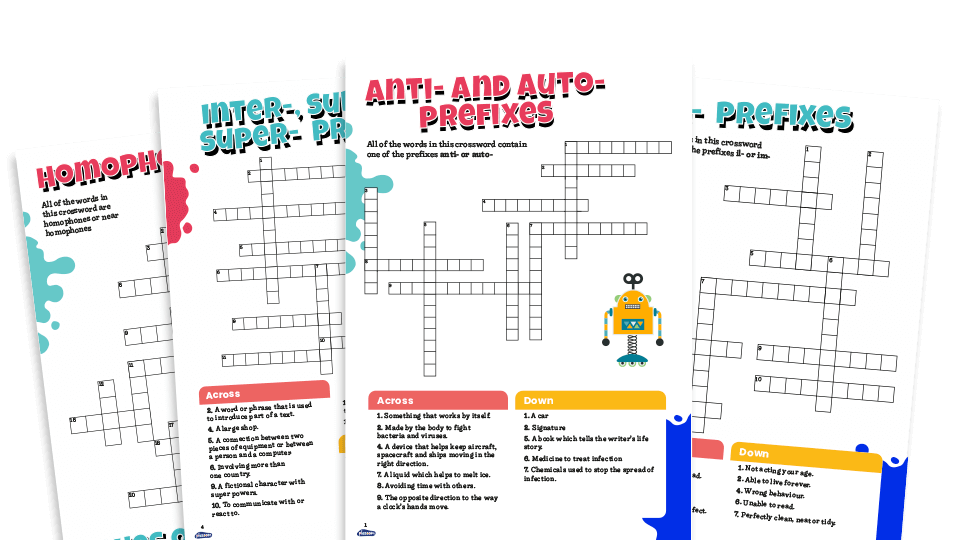 image of Year 4 Spellings Patterns Worksheets – KS2 Crossword Pack