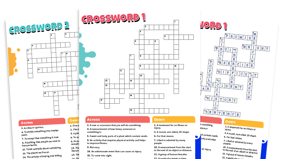 image of Year 3 and 4 Spelling Lists – KS2 Crossword Activity Pack