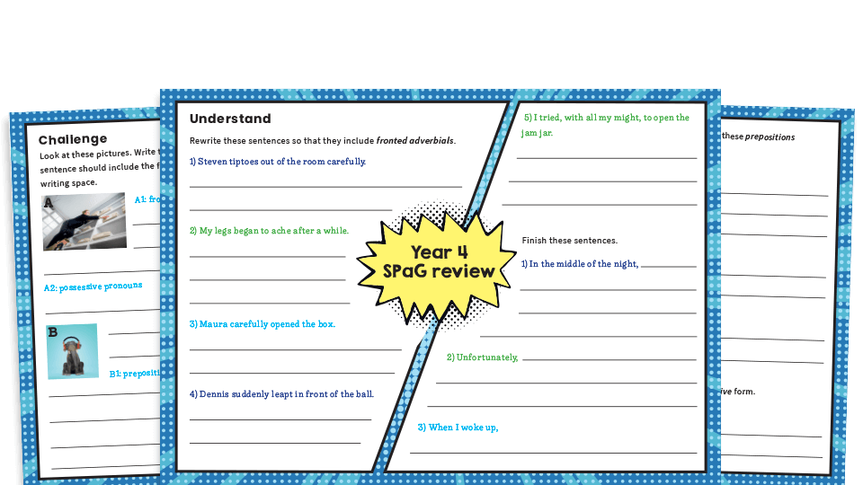 image of Year 4 Grammar Revision Worksheets – KS2 SPaG