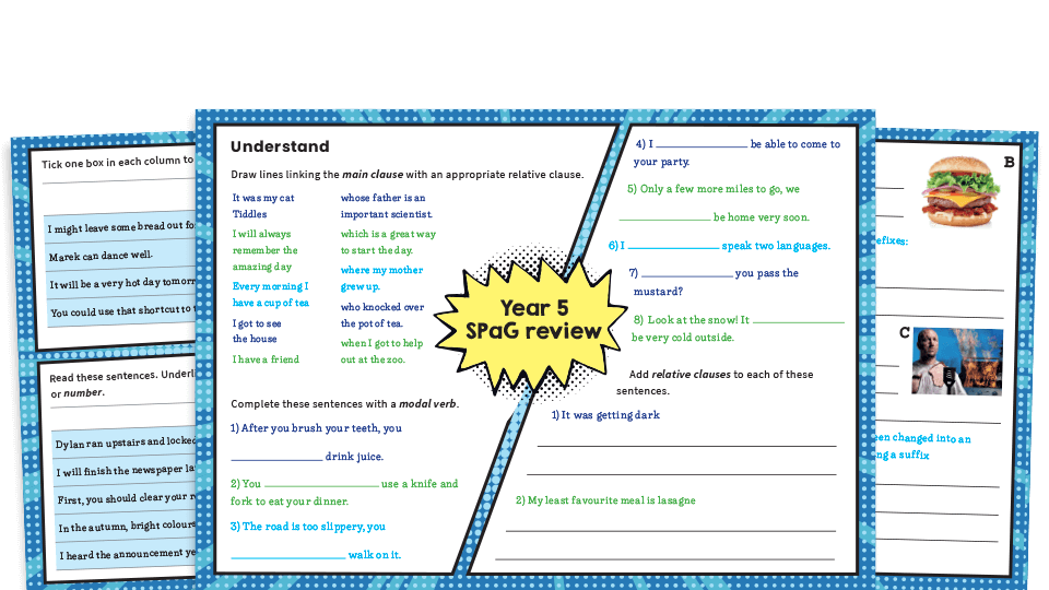 image of Year 5 Grammar Revision Worksheets – KS2 SPaG