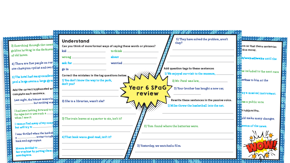 image of Year 6 Grammar Revision Worksheets – KS2 SPaG