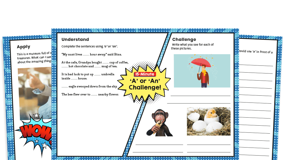 image of ‘A’ or ‘an’ Year 3 SPaG Worksheets