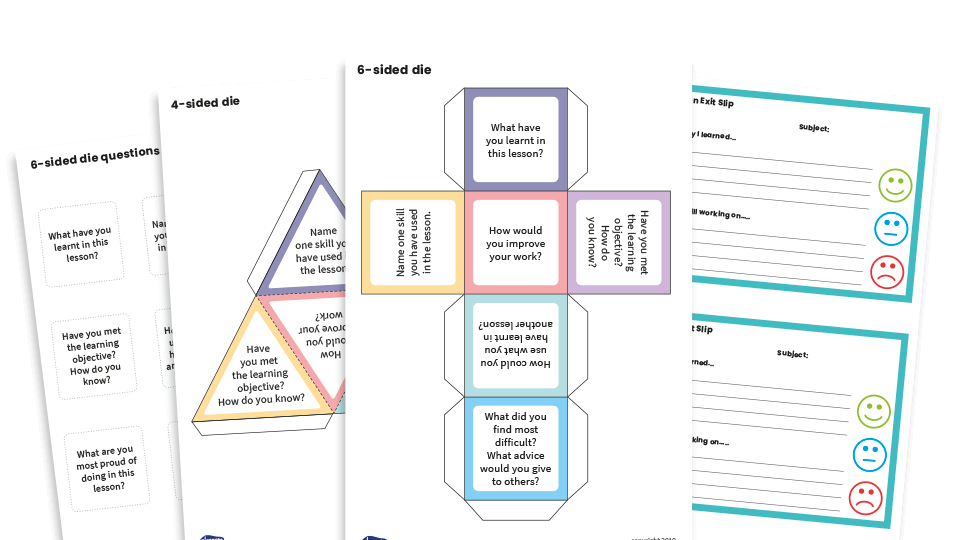 image of Plenary Dice and Exit Slips for Feedback and Progress