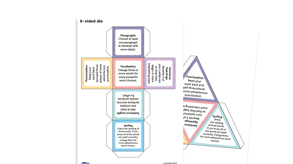 image of Editing Dice for Greater Depth Writing at KS2