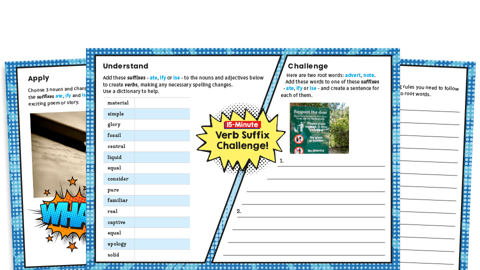 image of Year 5  Verb Suffixes SPaG Worksheets