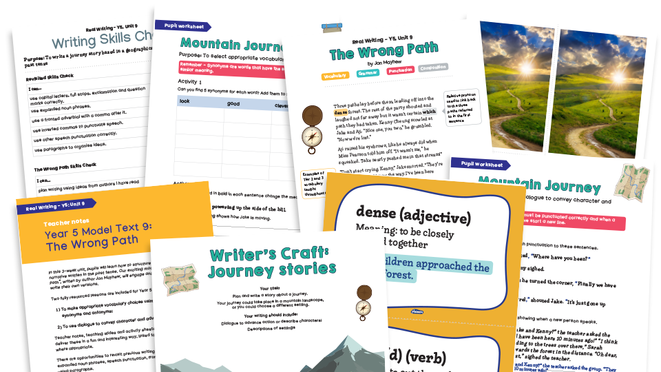 image of Year 5 Model Text Resource Pack 9: ‘The Wrong Path’ (Narrative; Geography - mountains)
