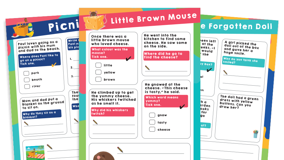 image of Year 1 Phase 5 Phonics – Reading Comprehension Worksheets Bundle 4