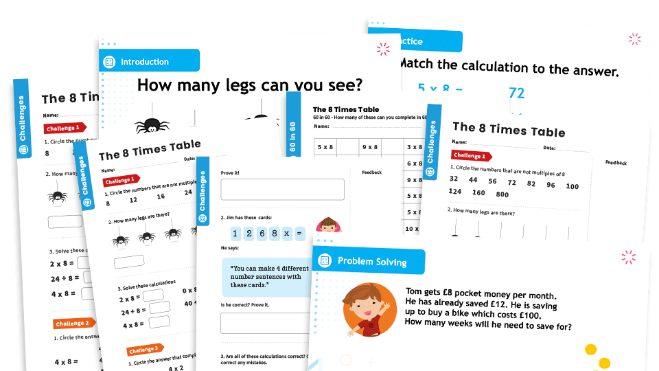 image of 8 Times Table Teaching and Revision Pack