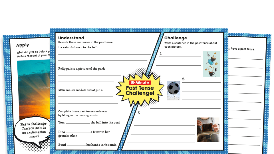 image of Year 2 Past Tense worksheets -  KS1 SPaG Challenge