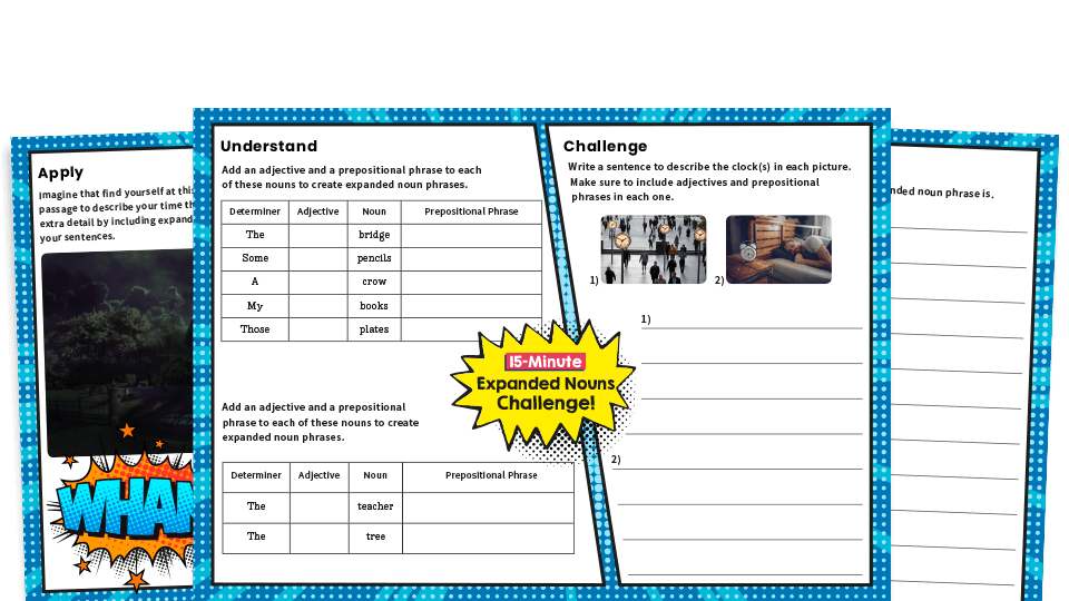 image of Year 4 Expanded Noun Phrases - KS2 SPaG Worksheets