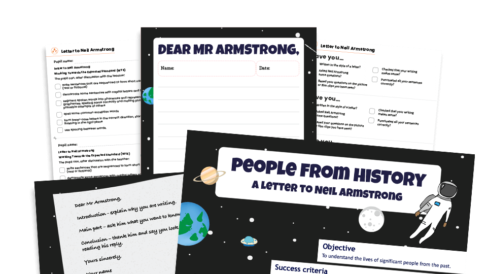 image of Year 2 Formal Letter Writing SATs Worksheets Pack – A Letter to Neil Armstrong