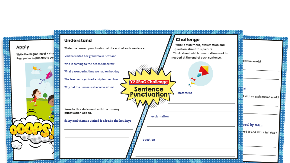 image of Year 2 Sentence Punctuation – KS1 SPaG Challenge Mat Worksheets