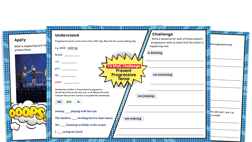 image of Year 2 Present Progressive Tense SPaG Worksheets