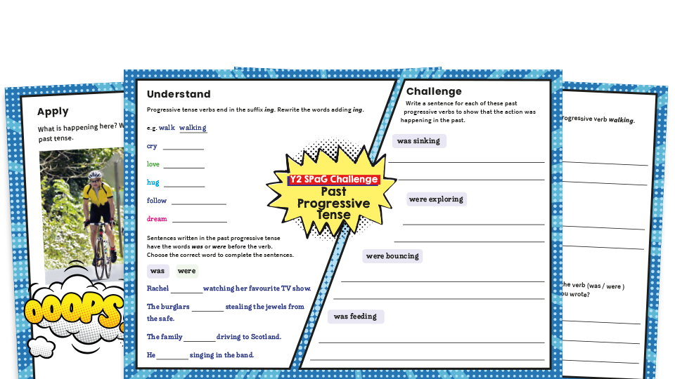 image of Year 2 Past Progressive Tense SPaG Worksheets