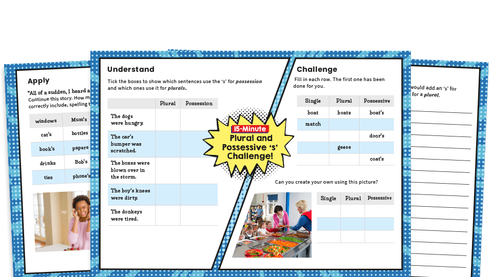image of Plural and Possessive ‘s’ Year 4 Apostrophe SPaG Worksheets