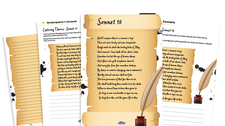 Main Image for Shakespeare KS2 (Year 5 and Year 6): Sonnets – KS2 Poetry Analysis and Writing Worksheets