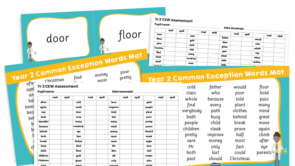 image of Year 2 Common Exception Words – KS1 Word Mat and Word Cards Pack